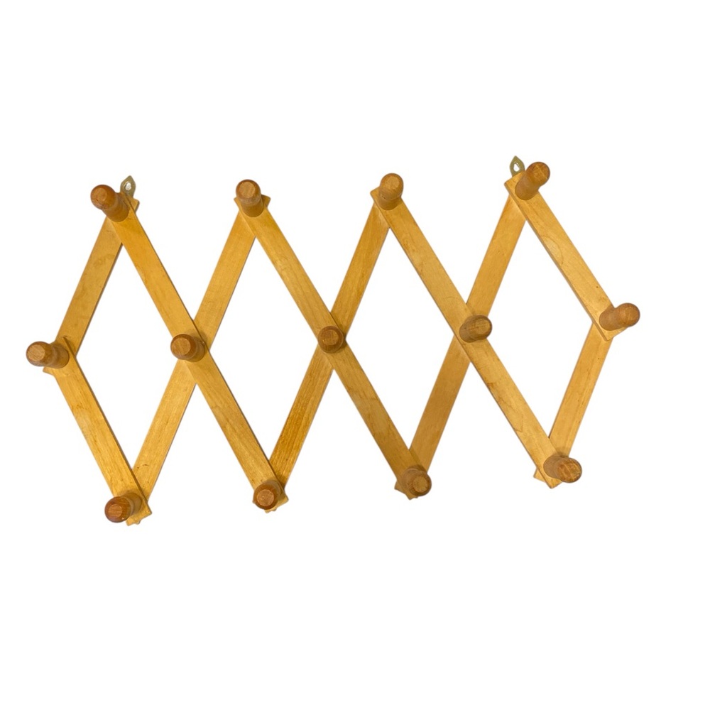 Accordion wooden wall rack - Brown